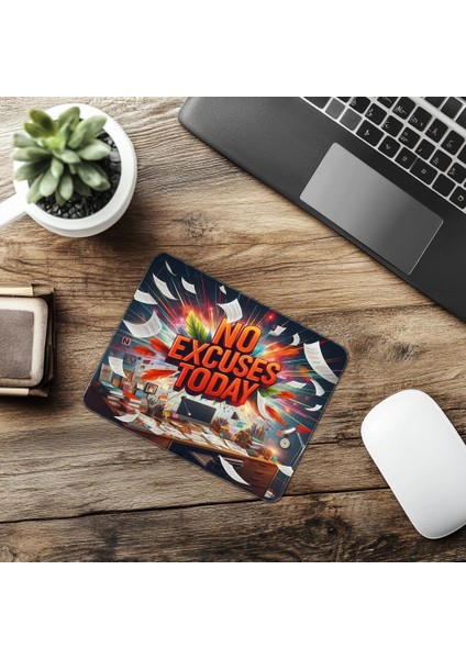 No Excuses Today Yazılı Mousepad – Bahane Yok! - 19X23 cm 2 mm Dikdörtgen Ithal Baskılı Mouse Pad