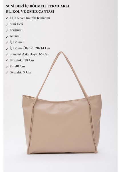 Vizon SHK90 Suni Deri Iç Bölmeli Fermuarlı El, Kol ve Omuz Shopper Çanta modelleri