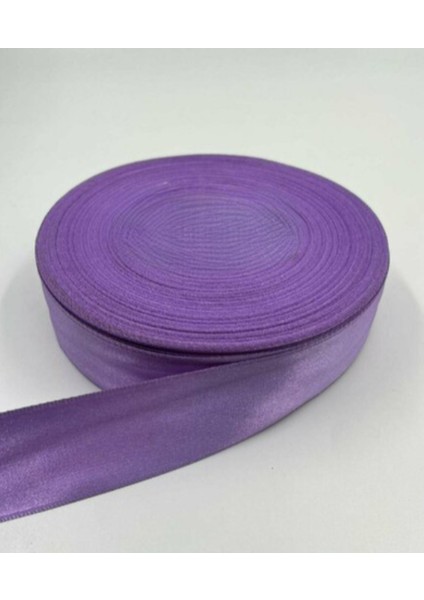 Saten Kurdele 4 cm Lila Renk 10 Metre Süsleme, Solmayan Gül