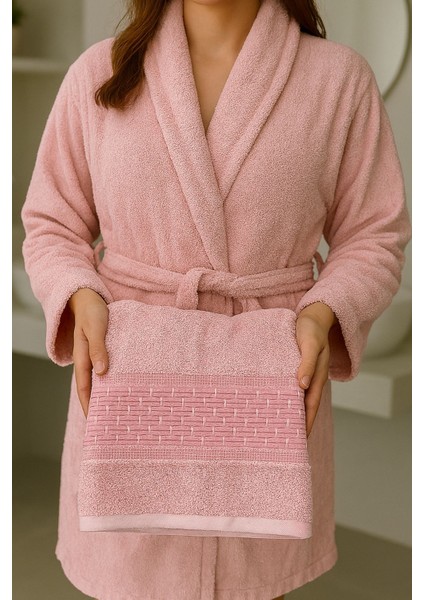 Nevin Modeli Bornoz Takımı – %100 Pamuk Bornoz ve 50X90 Yüz Havlusu modelleri