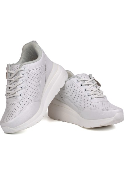 Kız Çocuk Beyaz Fermuarlı Bağcıklı Taşlı Sneaker Dolgu Taban Rahat Spor Ayakkabı fiyatları