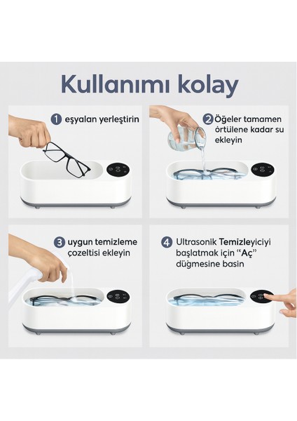 Ultrasonik Temizleme Makinesi Çok Fonksiyonlu Yüksek Frekanslı Gözlük Takı Fırça Gözlük Temizleme modelleri