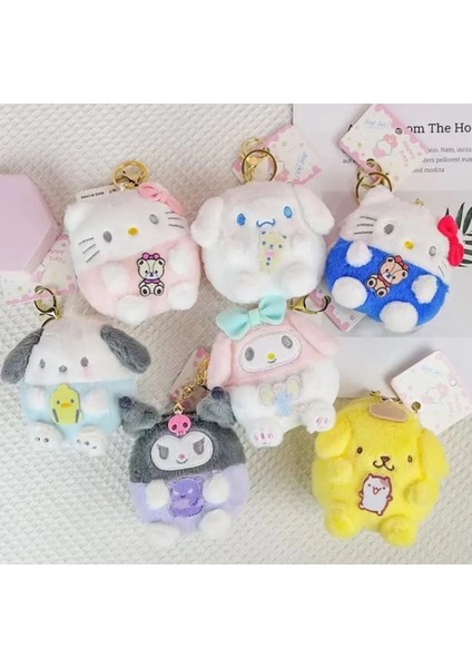 1 Adet Sanrio Peluş Anahtarlık & Fermuarlı Minik Bozuk Para Cüzdanı Kuromi Hello Kitty Cinnamoroll
