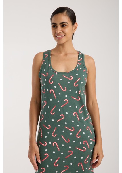 Kadın Kalın Askılı Yırtmaçlı Uzun Yeşil Gecelik fırsatları