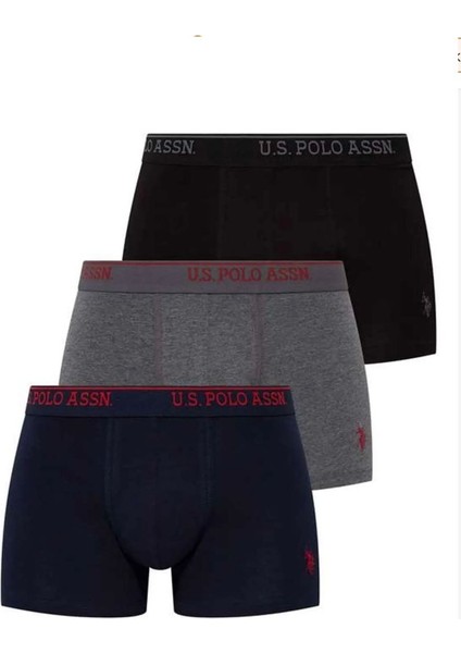 9005 Erkek Battal 3'lü Boxer Siyah-Antasit Melanj-Lacivert