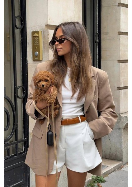 Beyaz Yüksek Bel Wed Leg Pileli Kadın Mini Şort MG2537 modelleri