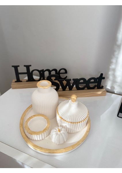 Beyaz Gold Vazo Seti Mumluk Set Üçlü Vazo seti Gold Bal Kabağı Ev Dekorasyonu modelleri