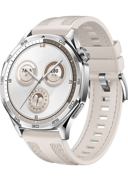 Huawei Watch Gt 3 Active (46MM) Uyumlu 22MM Dikiş Desenli Silikon KORDON-128 Krem
