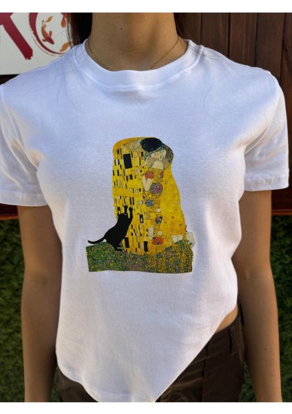 Gustav Klimt Cat Kiss Kadın T-Shirt %100 Pamuk fırsatları
