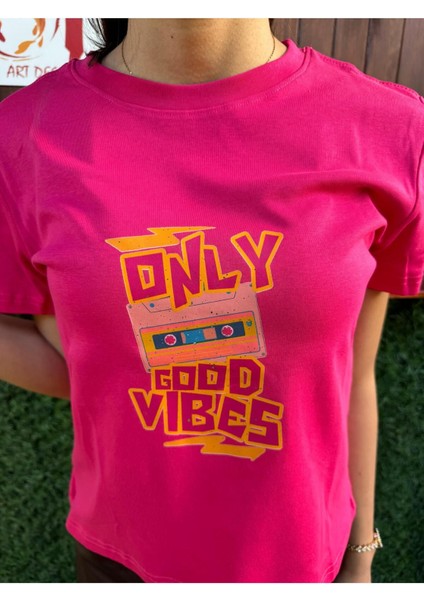 Only Good Vibes/ Kadın Pembe Renk T-Shirt fiyatları