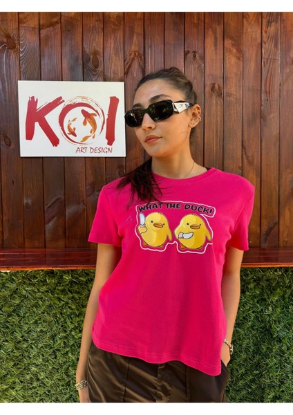 What The Duck / Kadın Pembe Renk T-Shirt