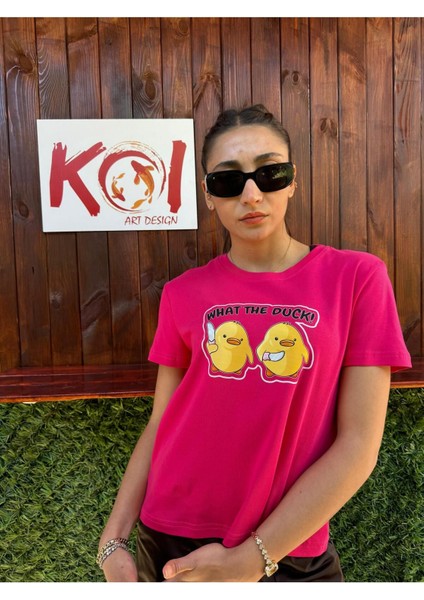 What The Duck / Kadın Pembe Renk T-Shirt modelleri