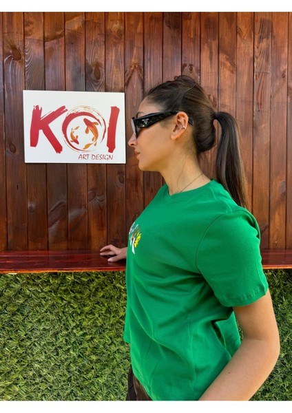 Pokemon Line / Kadın Yeşil Renk T-Shirt modelleri