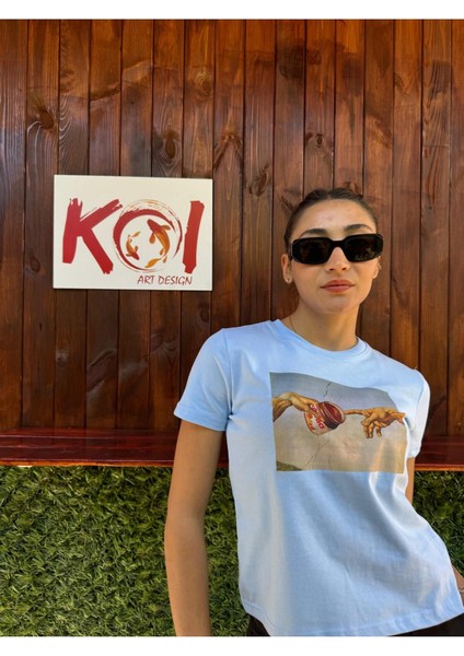 Michelangelo Chocolate / Kadın Mavi Renk T-Shirt