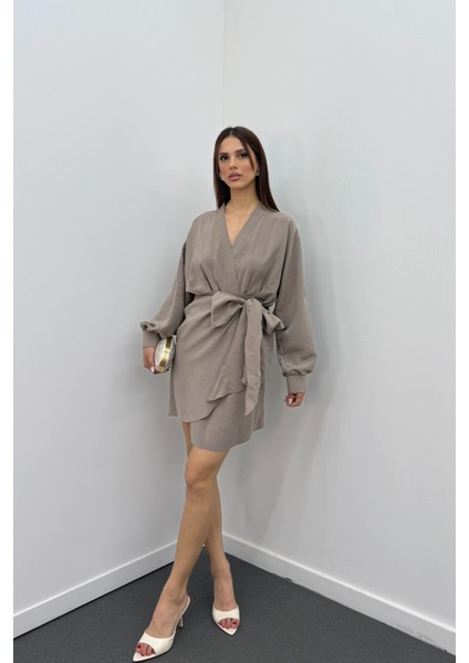 Nicky Modal Kruvaze Bağlamalı Elbise