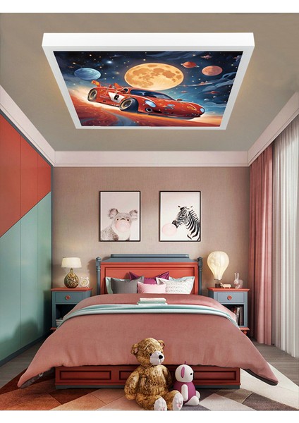 Şimşek Mcqueen Avize, 60X60 Çocuk Odası Avize, 60WATT, Estetik Kare, Yapay Zeka Tasarım Avize, Uzay fiyatları