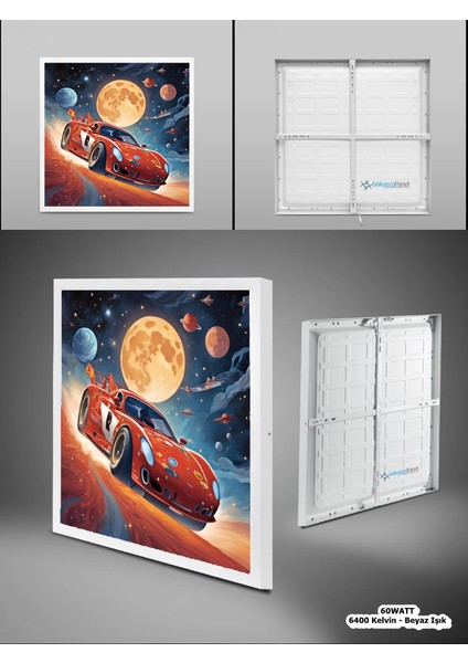 Şimşek Mcqueen Avize, 60X60 Çocuk Odası Avize, 60WATT, Estetik Kare, Yapay Zeka Tasarım Avize, Uzay modelleri