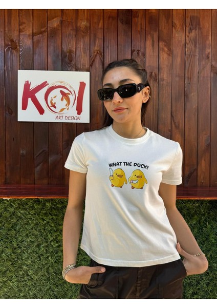 What The Duck / Kadın Ekru Renk T-Shirt