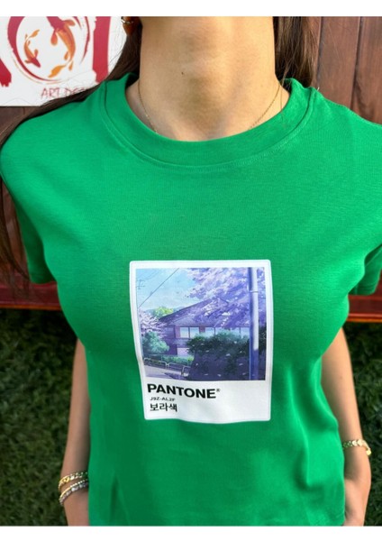 Pantone J9Z / Kadın Yeşil Renk T-Shirt fiyatları