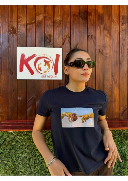 Michelangelo Chocolate/ Kadın Lacivert Renk T-Shirt