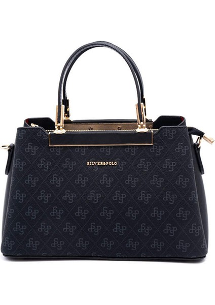 Kadın Omuz Çantası 913-46110 Sılver Polo Bayan Çantası M178 Siyah-Mat Siyah