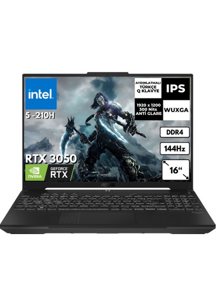 Tuf Gaming F16 Intel I5 210H 48GB 2 Tbssd 6gb RTX3050 16" 144Hz Wuxga Windows 11 Home Taşınabilir Bilgisayar FX607VJAT64