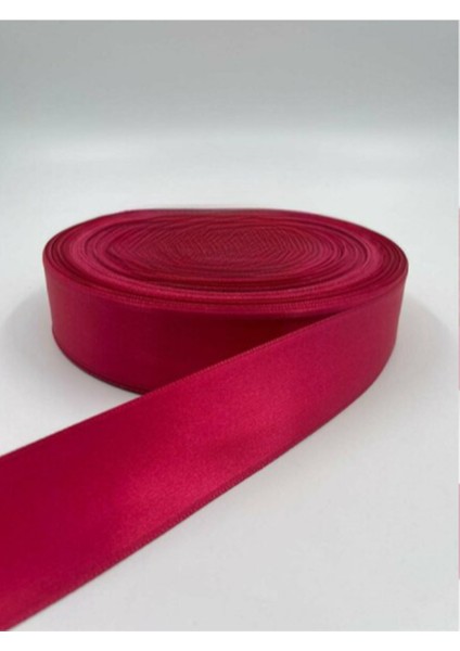 Saten Kurdele 4 cm Fuşya Pembe Renk 10 Metre Süsleme, Solmayan Gül