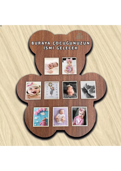 Ayı Teddy Çocuk ve Bebekler Için Ayaklı Fotoğraf Çerçevesi - 9 Fotoğraflı