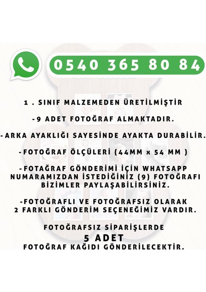 Ayı Teddy Çocuk ve Bebekler Için Ayaklı Fotoğraf Çerçevesi - 9 Fotoğraflı modelleri