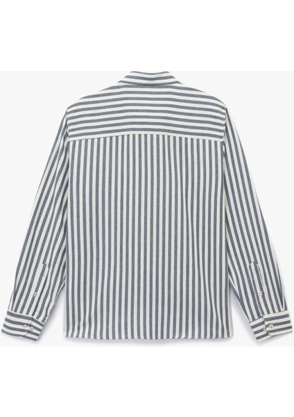 Regular Fit Düğmeli Klasik Mavi - Beyaz Erkek Gömlek 6WAM60104HW fırsatları