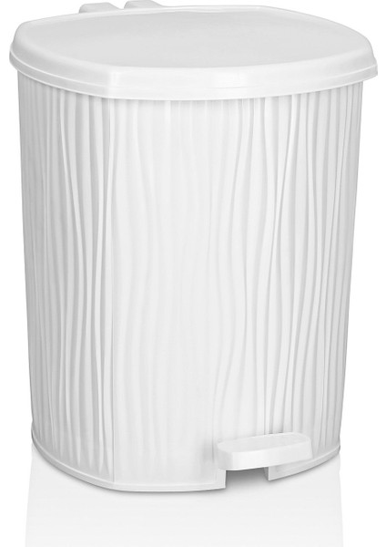 Plastik Beyaz Dalga Model Pedallı Çöp Kovası 20 Lt ( Iç Kovalı )