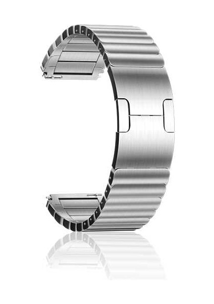 Xiaomi Watch S3 Uyumlu 22MM Parçalı Çizgi Tasarımlı Metal Kordon-35 Gümüş