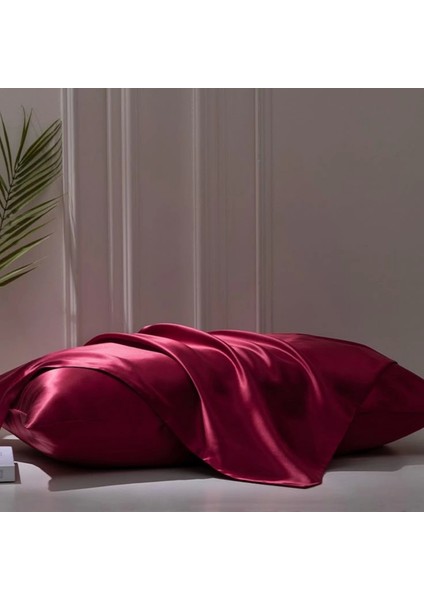 Antibakteriyel Terletmeyen Ipek Saten Yastık Kılıfı 2'li 50X70 Bordo