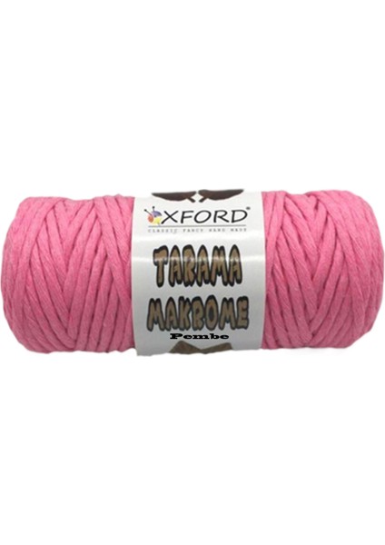Taranabilir Makrome Ipi Taranan Makrame Pamuk Ipliği 5 mm 250 gr Pembe