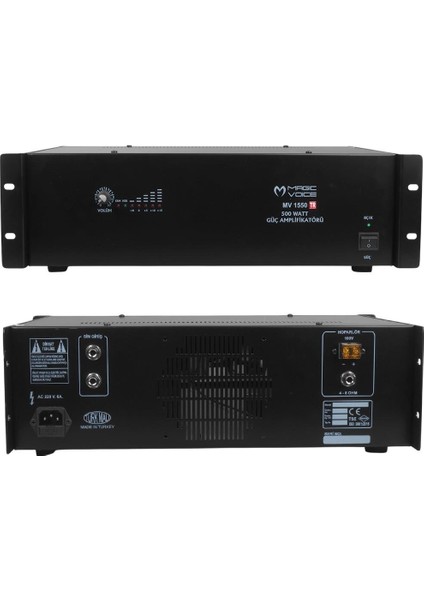 Magicvoice MV-1550 500 Watt 4-8 Ohm 100 Volt 19 Rack Hat Trafolu Power Anfi