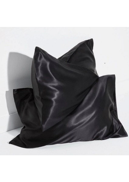 Antibakteriyel Terletmeyen Ipek Saten Yastık Kılıfı 2'li 50X70 Siyah