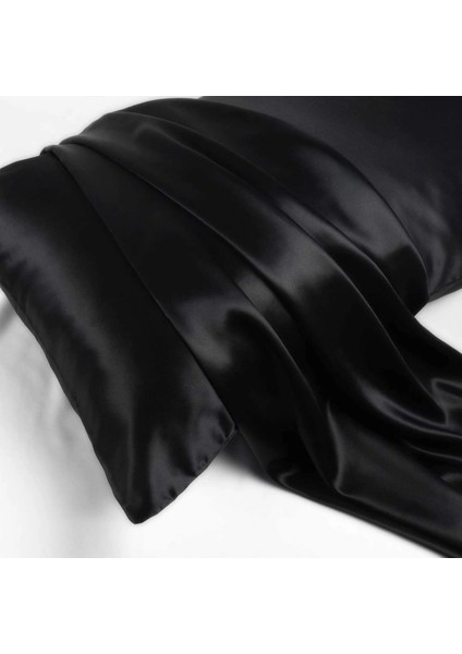 Antibakteriyel Terletmeyen Ipek Saten Yastık Kılıfı 2'li 50X70 Siyah fırsatları