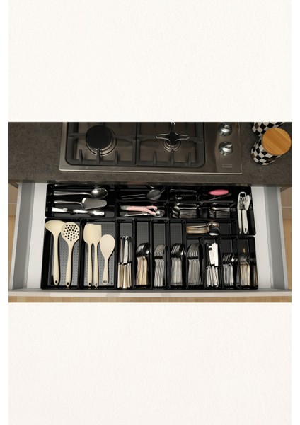 Parlak Siyah (Piano Black) 19'lu Set Modüler Çekmece Içi Kaşıklık Organizer Düzenleyici indirimleri