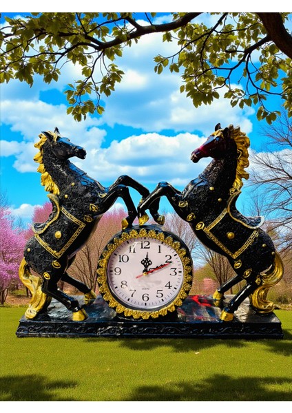 Biblo Aksesuar At Figürlü Polyester Saat 37 x 30 Ebatı Aksoylar Home Avm