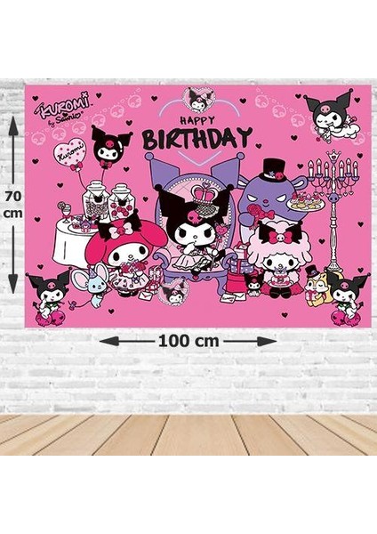 Kuromi Doğum Günü Afişi Fotosuz 70x100 cm Branda