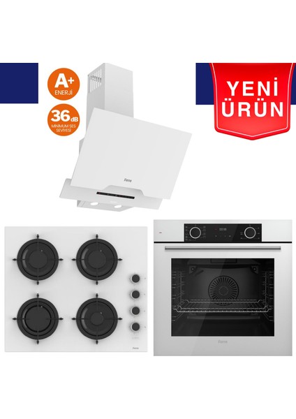 Silenart Yeni Seri Ultra Sessiz Beyaz Ankastre Set (QBL62CB + CS206-FA + D064 -Sa)