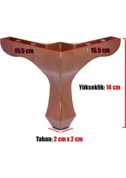Mobilya Kanepe Baza Koltuk Çekyat Yükseltme Ayağı Plastik, Lükens Kahve 14 Cm, 4 Adet modelleri