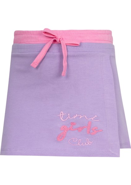 Timi Girl Çift Kemerli Şort Etek Lila