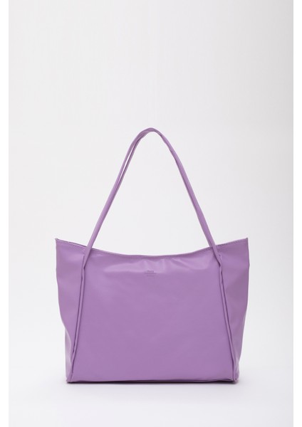 Lila SHK90 Suni Deri Iç Bölmeli Fermuarlı El, Kol ve Omuz Shopper Çanta