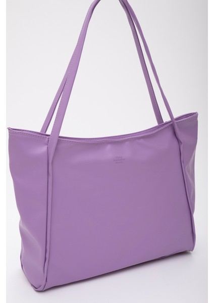 Lila SHK90 Suni Deri Iç Bölmeli Fermuarlı El, Kol ve Omuz Shopper Çanta indirimleri