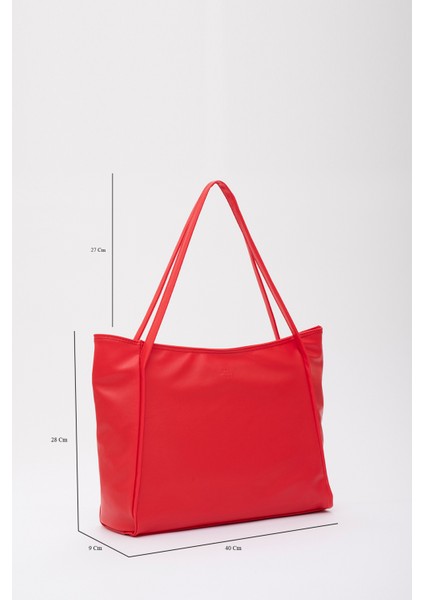 Kırmızı SHK90 Suni Deri Iç Bölmeli Fermuarlı El, Kol ve Omuz Shopper Çanta fiyatları