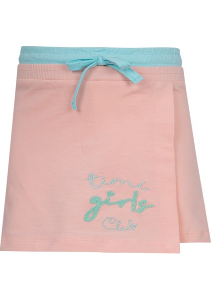 Timi Girl Çift Kemerli Şort Etek Somon
