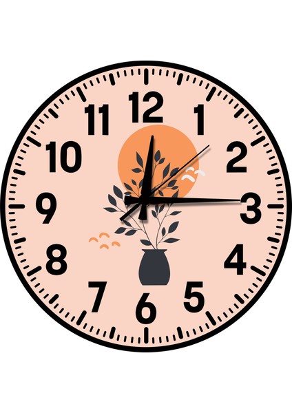 Dekoratif Türkçe Rakamlı Uv Baskılı Duvar Saati (Sessiz) Akar Mekanizma Metal Akrep Yelkovan modelleri