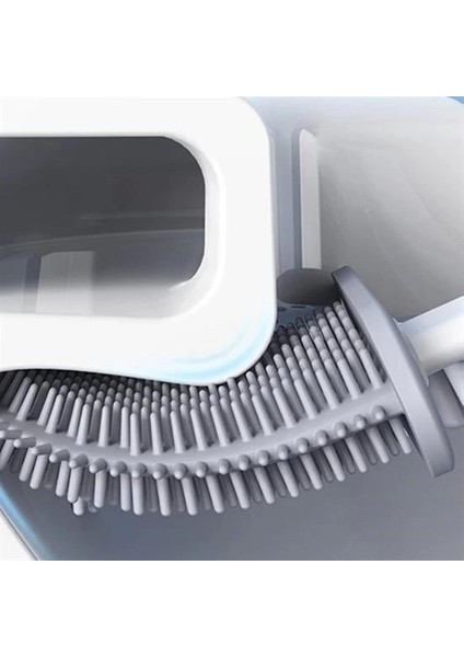 Duvara Monte Edilebilir Kapaklı Askılı Klozet Yumuşak Silikon Başlıklı Tuvalet Fırçası Seti fırsatları