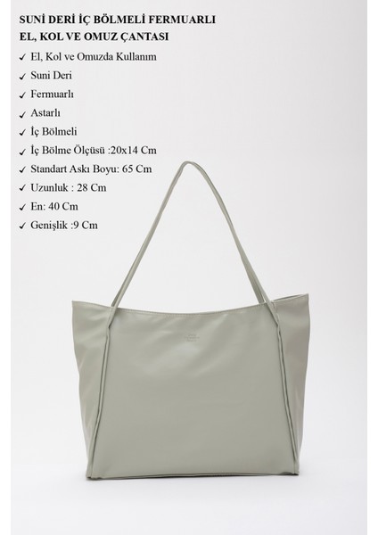 Mint Yeşil SHK90 Suni Deri Iç Bölmeli Fermuarlı El, Kol ve Omuz Shopper Çanta modelleri